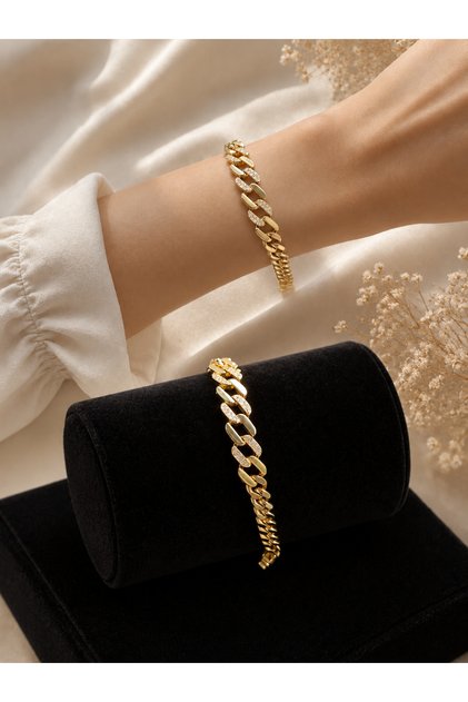 Gourmet Zircon Stone Chain Bracelet Non-Tarnish Adjustable Size Steel Luxury Women's Bracelet