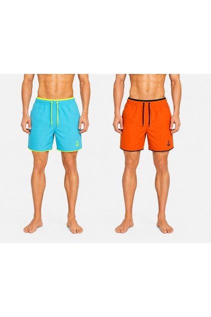 2-Piece Pocket Zipper-Lined Colorful Swim Shorts