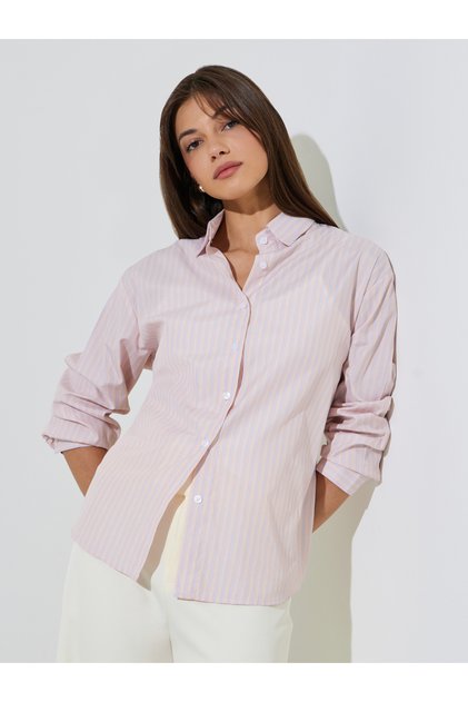 Light Pink Striped Long Sleeve Shirt