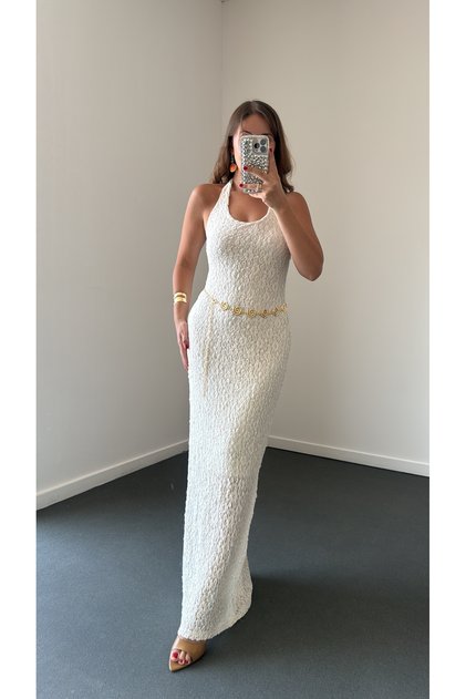 Arisu Halter Yaka Dantelli Maxi Elbise