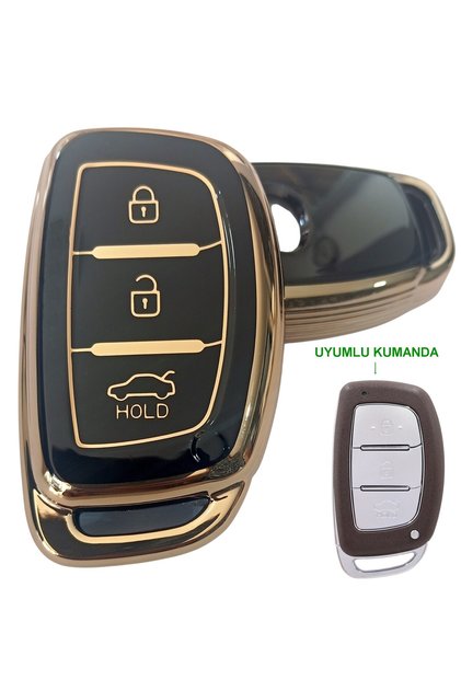 Hyundai Keyless Start Tucson Bayon Elantra Compatible Remote Key Case Cover Auto Keychain Black
