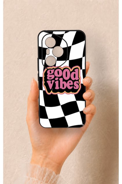 Honor 400 Pro Compatible Black Good Vibes Patterned Silicone Case