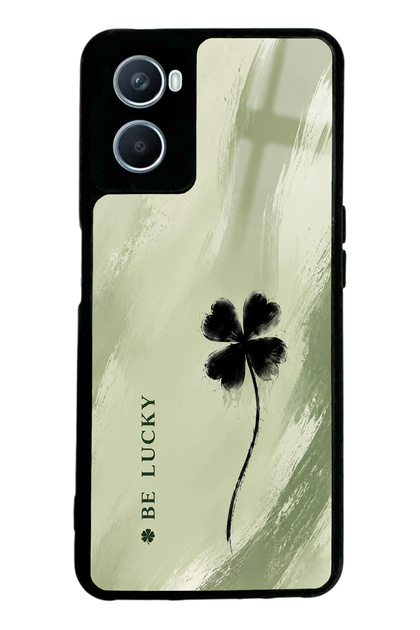 Oppo A96 Glossy Phone Case with Sage Lucky Clover Design