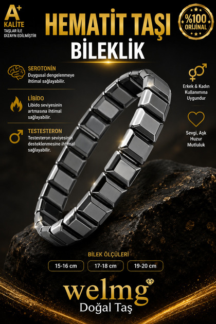 Hematite Stone Bracelet - Natural Stone Bracelet - Does Not Lose Color - Does Not Tarnish