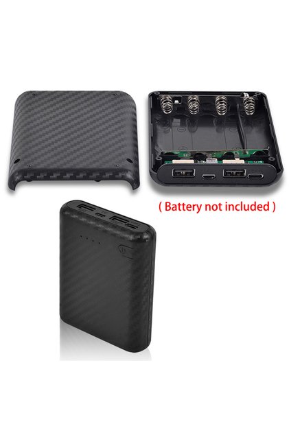 black Portable DIY Power Bank Box Detachable 4x18650 Battery Charger Case Shell Kit No-solder Batter