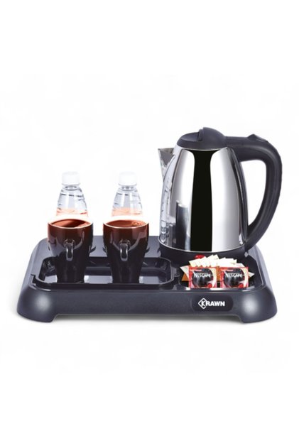 Hotel Serving Tray Set Integrated 1.8L Steel Electric Kettle with Large Tray for Coffee Station - Stainless