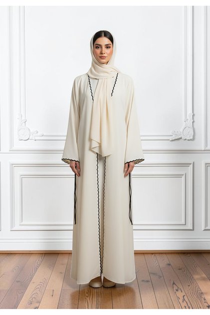 Scalloped Elegance Open Abaya | Nida Fabric-873