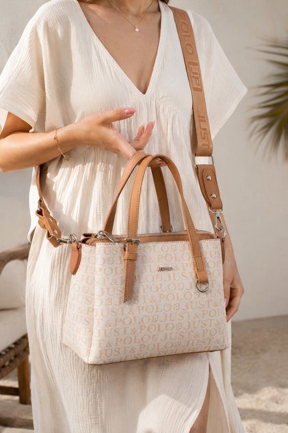 Women's 3-Compartment Luxury Soft Leather Adjustable Cross-Column Strap Shoulder Bag Size 18X25 cm