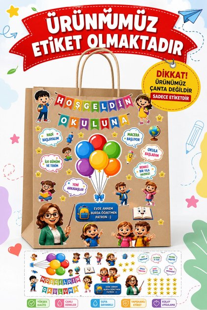 Welcome Back to School Bag Tag Set 45X15 cm – 6 Sheets – DIY Bag Decoration Tag – Back to School Sticker Set