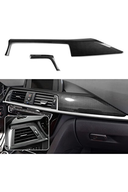 For Bmw 3 Series F30 F31 2012-2018 Front Console Glove Box Decor Trim Carbon Fiber 2 Pieces