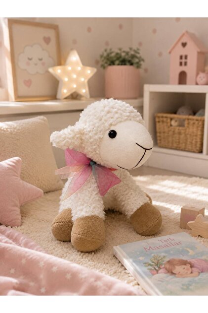 25cm Sitting Curly Plush Lamb & Sleeping Companion Lamb & Gift Newborn Lamb