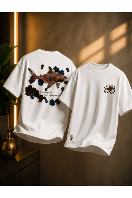 Design Fish Printed Premium Oversize Cotton T-Shirt