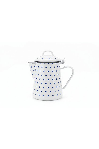 White Enamel Kettle with Blue Polka Dot Print — 1.8 Ltr