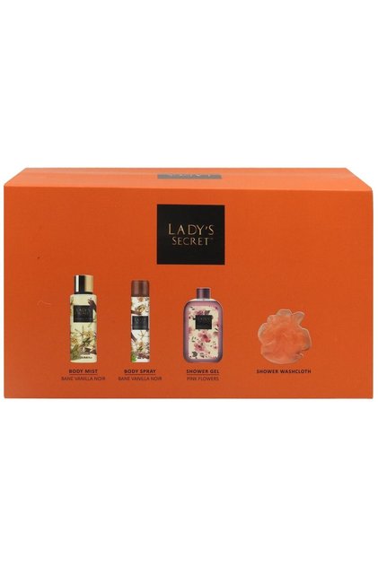 Set ingrijire corporala, Lady's Secret, Gel de Dus 250, Bodymist250, Bs75 Vanilla, 4 produse pentru femei: parfum, spray corporal, gel de dus si prosop