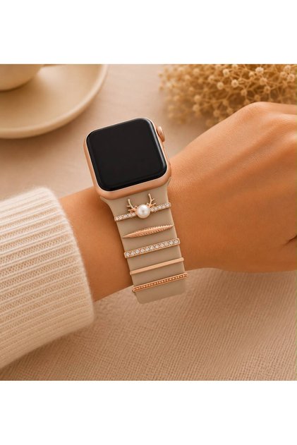 Apple Watch Uyumlu Akıllı Saat Kordon Süsü Charm Kayış Aksesuarı - 38 40 41 42 44 45 49 mm