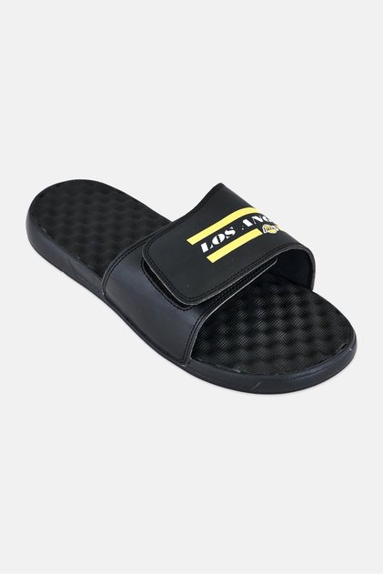Men La Lakers Bar Slip On Slides, Black