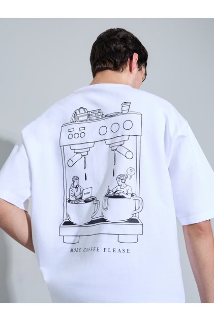 White Graphic Print Oversized T-Shirt
