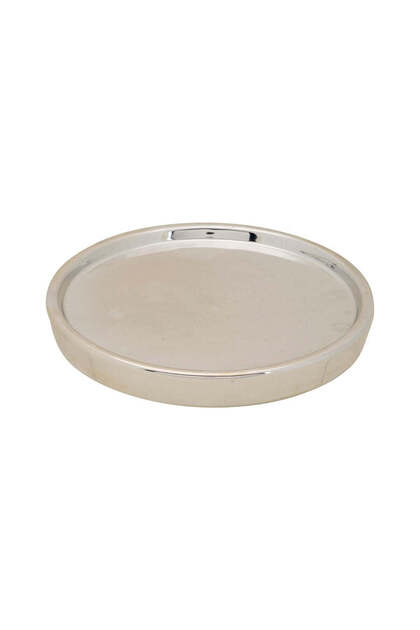 Tavă decorativă argintie Ø18.5 x 2.2 cm din ceramică Rotundă Cozy&Trendy