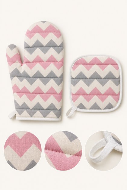 Set of 2 Kitchen Gloves – Heat-Resistant Oven Gloves and Pot Holders