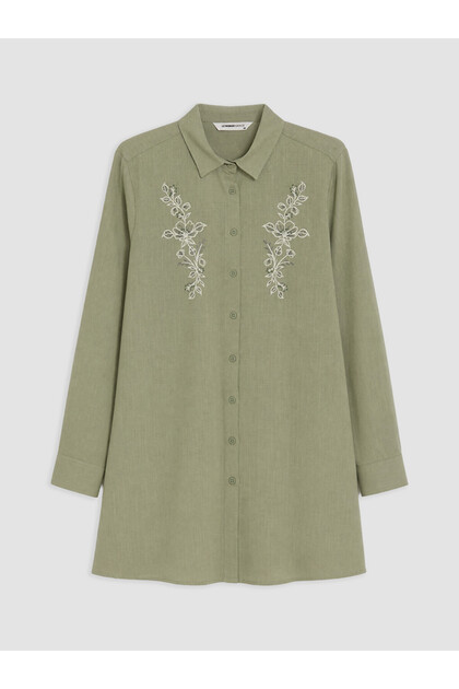 Green Embroidered Women's Shirt Tunic
