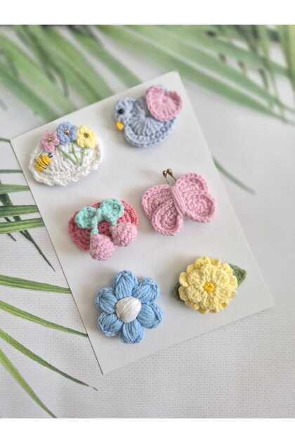 Baby Gift Pinterest Combinations Hairless Baby Hair Clips 6-Piece Mixed Sets Handmade Knitted Organic Baby Hair Accessories