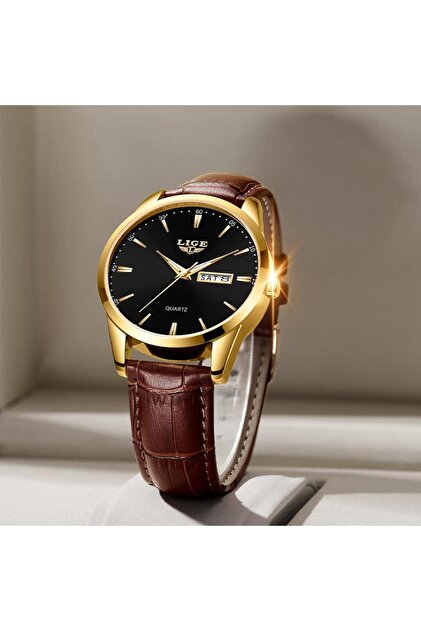 Lglg8970 klas Minimalist quartz saat hakiki deri kayış