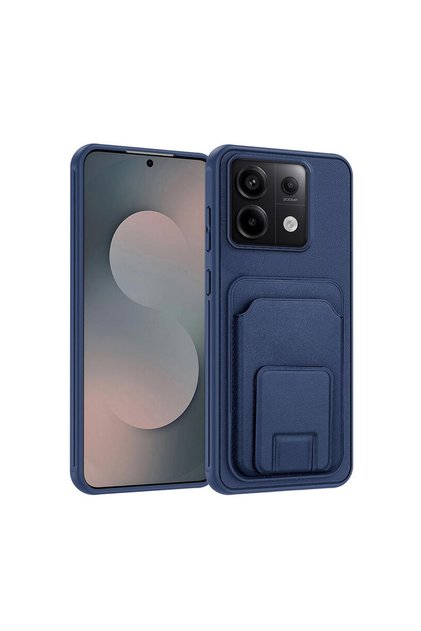 Xiaomi Redmi Note 13 Pro 5g Compatible Case with Stand and Card Holder Silicone Case Navy Blue