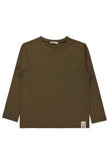 Boy's Basic Long Sleeve Sweatshirt Km | Single Jersey Long Sleeve | School Nursery and Daily Use - Khaki