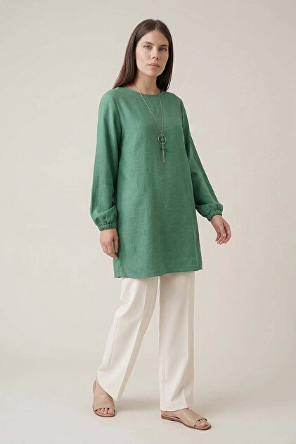 Summer Women's Tunic Casual Slim Sofia Linen Tunic with Necklace