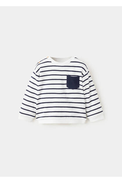 Çizgili koton sweatshirt