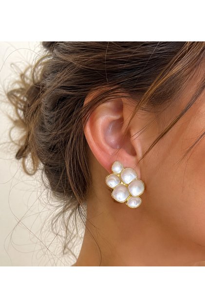 Steel White Enamel Honeycomb Model Earrings
