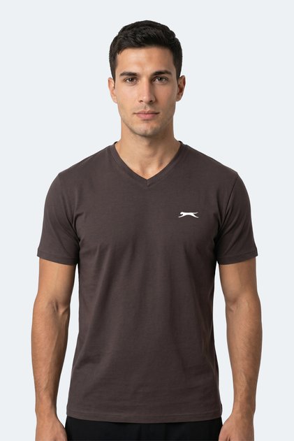 Rivaldo in Men's V-Neck Dark Brown T-Shirt