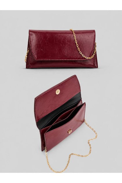 Kadın Bordo Zincir Askılı Şık El Çantası – Bölmeli Abiye ve Günlük Omuz Çantası 👜