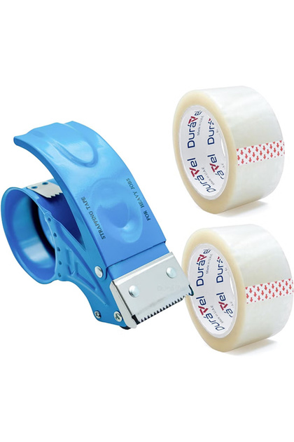 Metal Heavy Duty Packing Tape Dispenser Gun with 2 Rolls of 2" Tape for Moving, Shipping, Office & Warehouse Use