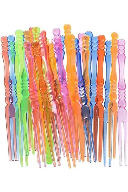 Disposable Fruit Fork Picks 50 Pcs, Reusable Plastic Cocktail Picks, Multicolor Appetizer Forks for Fruit, Cheese, Snacks & Desserts, Mini Party Serving Picks for Buffet, Catering & Events