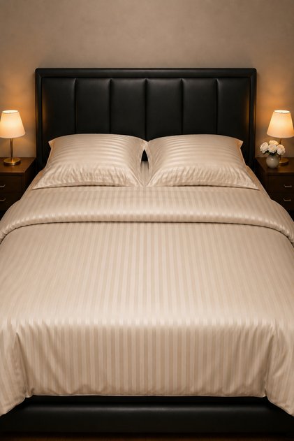 Striped Micro Satin Duvet Cover Set Double – 200×220 cm Duvet Cover / 160×200×30 cm Fitted Sheet / 2 Pieces 50×70 cm Pillowcases