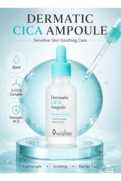 Dermatic CICA Ampule 30ml, Soothing Face Serum for Sensitive Skin, 3-CICA Complex & Dermatic AC3, Lightweight Fast-Absorbing Korean Skincare