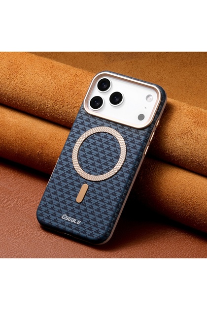 iPhone17 Pro Max Blue For Magsafe Magnetic Luxury Solid Color Triangle Pattern Phone Case for iPhone