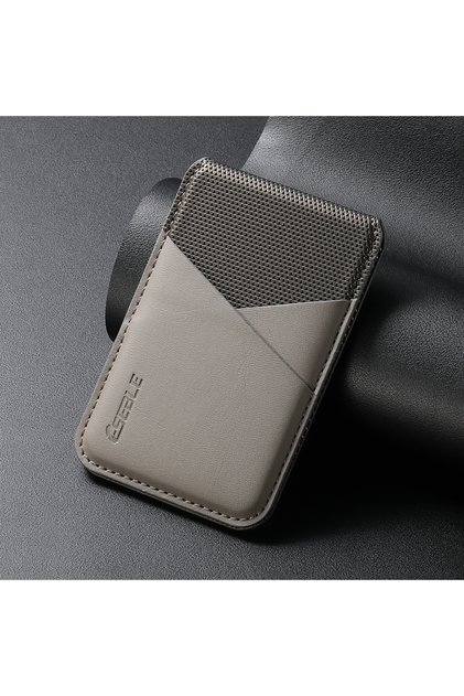 Elephant Gray Luxury Leather Cellphone For Magsafe Magnetic Card Holder For iPhone & Smartphon R..