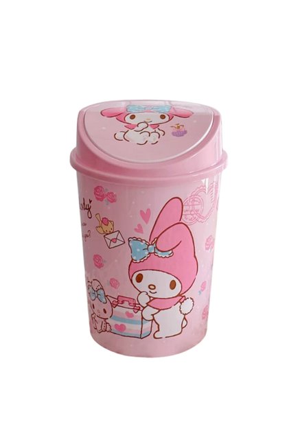 Cute Kawaii Desktop Trash Bin with Lid – Pastel Cartoon Wastebasket for Bedroom, Office & Desk
