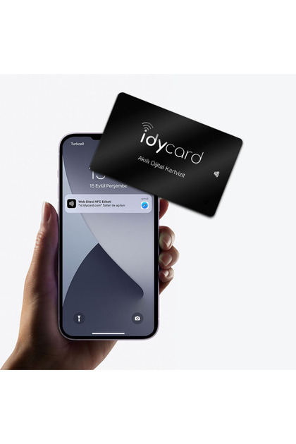 Siyah Idycard NFC Dijital Kartvizit – Kişiye Özel Tasarım, QR Kodlu Akıllı Kart