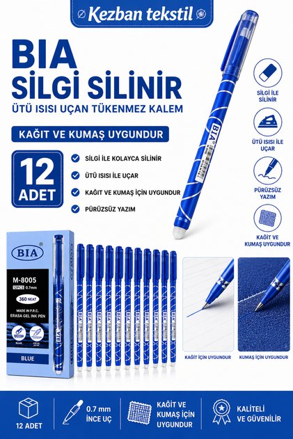 Erasable Ballpoint Pen Iron-On Heat Transfer Fabric Pen 12 Pcs