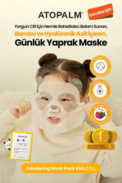 Çocuklara Özel, Nemlendirerek Rahatlatan Yaprak Maske Pandaring Mask Pack Kids