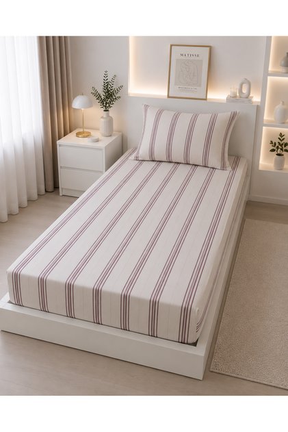 Tekstil Tek Kişilik Renforce Lastikli Çarşaf Seti 100 x 200 +1 Yastık Kılıfı 50 x 70 cm