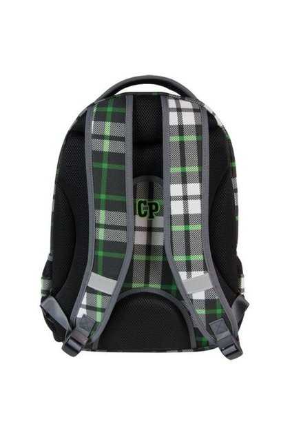 Rucsac școlar cu multiple compartimente, gri-verde în carouri, Coolpack