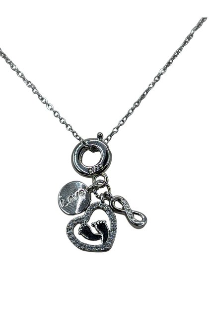 Stainless Steel 45 cm Love Mom Heart Necklace with Baby Foot Figure | Silver & Gold Color Women's Necklace
