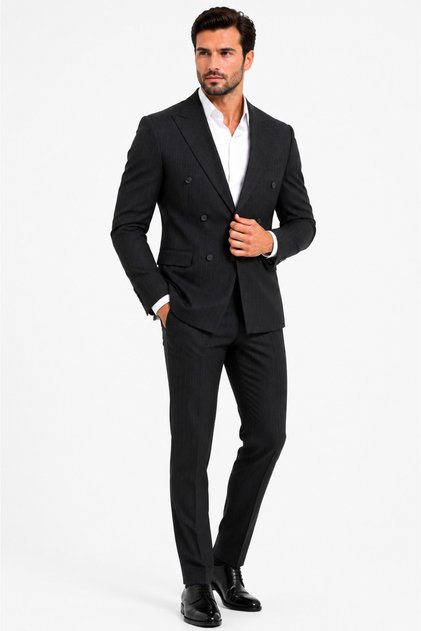 Men's Double-Breasted Suit Striped Men's Double-Breasted Suit