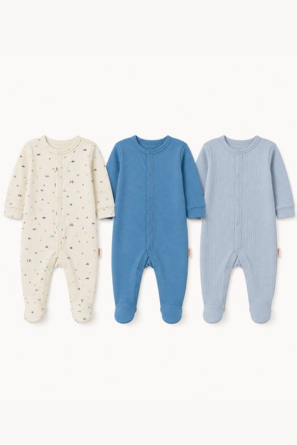 Baby Mini Home Theme 3'lü Erkek Bebek Patikli Tulum Set 47040