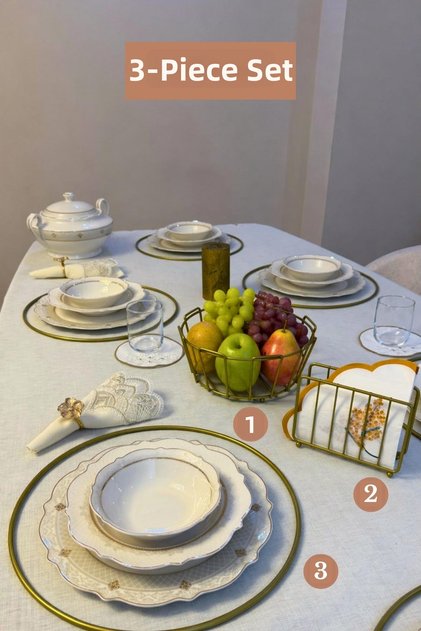 3-Piece Set Matte Gold 6-Piece Supla Cage Napkin Holder Oval Corner Fruit Basket Kitchen Set