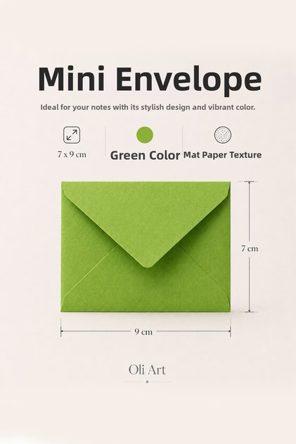 Mini Envelopes 25 Pieces 7X9 cm Pistachio Green Matte Paper